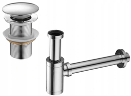 Mexen round washbasin half-siphon with click-clack plug, without overflow, chrome - 7991050-00