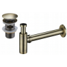 Mexen round washbasin half-siphon with click-clack plug, with overflow, antique brass - 7992050-40