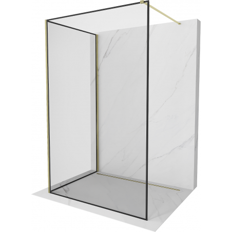 Mexen Kioto Walk-in Shower Wall 130 x 100 cm, Black Pattern, Gold - 800-130-212-50-70-100