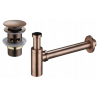 Mexen round washbasin siphon with a click-clack plug and overflow, Ancient copper - 7992050-45