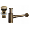 Mexen round washbasin siphon with a click-clack plug and overflow, Antique bronze - 7992050-30