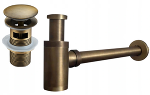 Mexen round washbasin bottle trap with click-clack plug, with overflow, antique bronze - 7992050-30