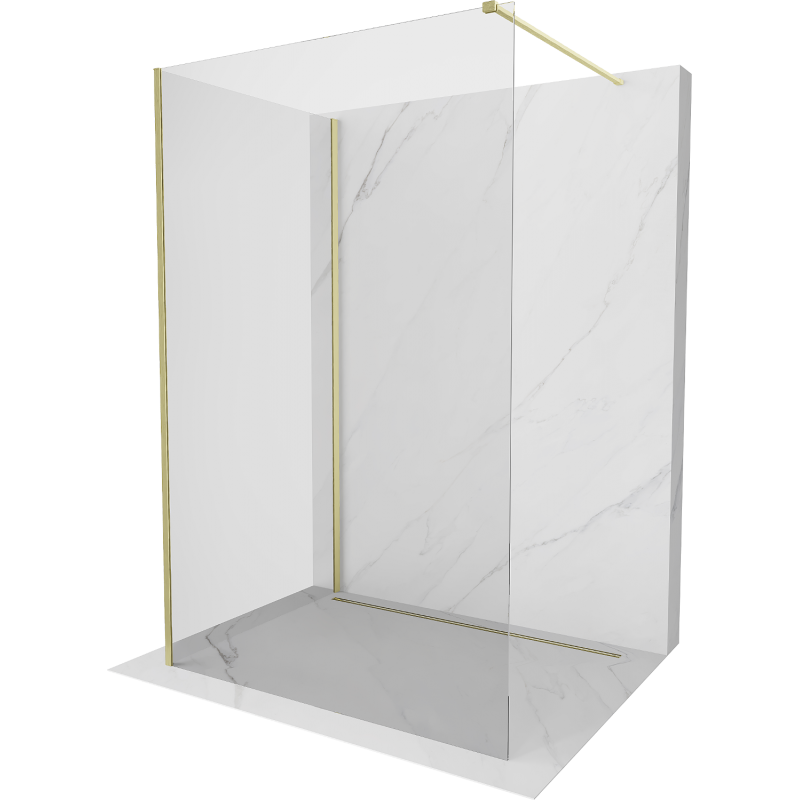 Mexen Kioto shower wall Walk-in 90 x 70 cm, transparent, brushed gold - 800-090-212-55-00-070