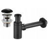 Mexen round sink bottle trap with ceramic click-clack stopper, with overflow, black - 7992050-75