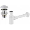 Mexen half-bottle round sink siphon with ceramic click-clack stopper, without overflow, white - 7991050-25