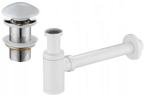 Mexen round washbasin siphon with a ceramic click-clack plug, without overflow, White - 7991050-25