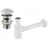 Mexen round washbasin siphon with a ceramic click-clack plug and overflow, White - 7992050-25