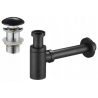 Mexen semi-siphon round washbasin with ceramic click-clack plug, without overflow, black - 7991050-75