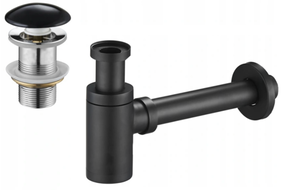 Mexen round washbasin siphon with a ceramic click-clack plug, without overflow, Black - 7991050-75