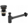 Mexen round washbasin siphon with a ceramic click-clack plug and overflow, Antique black - 7992050-79