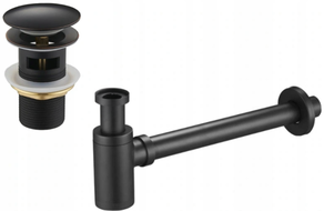 Mexen round washbasin bottle trap with ceramic click-clack plug, with overflow, antique black - 7992050-79