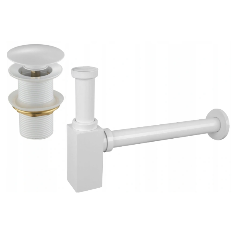 Mexen semi-siphon square washbasin with click-clack plug, no overflow, white - 7991060-20