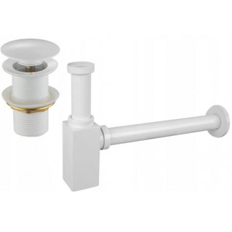 Mexen semi-siphon square washbasin with click-clack plug, no overflow, white - 7991060-20