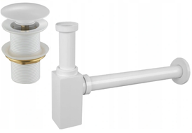 Mexen square washbasin siphon with a click-clack plug, without overflow, White - 7991060-20