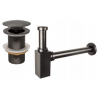 Mexen square washbasin semi-siphon with click-clack plug, without overflow, brushed gun gray - 7991060-66