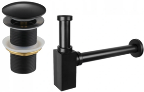 Mexen square washbasin bottle trap with click-clack plug, without overflow, black - 7991060-70