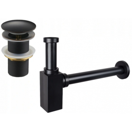 Mexen square sink half-siphon with click-clack plug, without overflow, antique black- 7991060-79