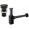 Mexen half-basin square bottle trap with click-clack waste, without overflow, antique black- 7991060-79