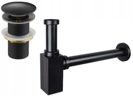 Mexen square washbasin siphon with a click-clack plug, without overflow, Antique black- 7991060-79