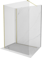 Mexen Kioto Walk-in Shower Panel 130 x 100 cm, Transparent, Brushed Gold - 800-130-212-55-00-100