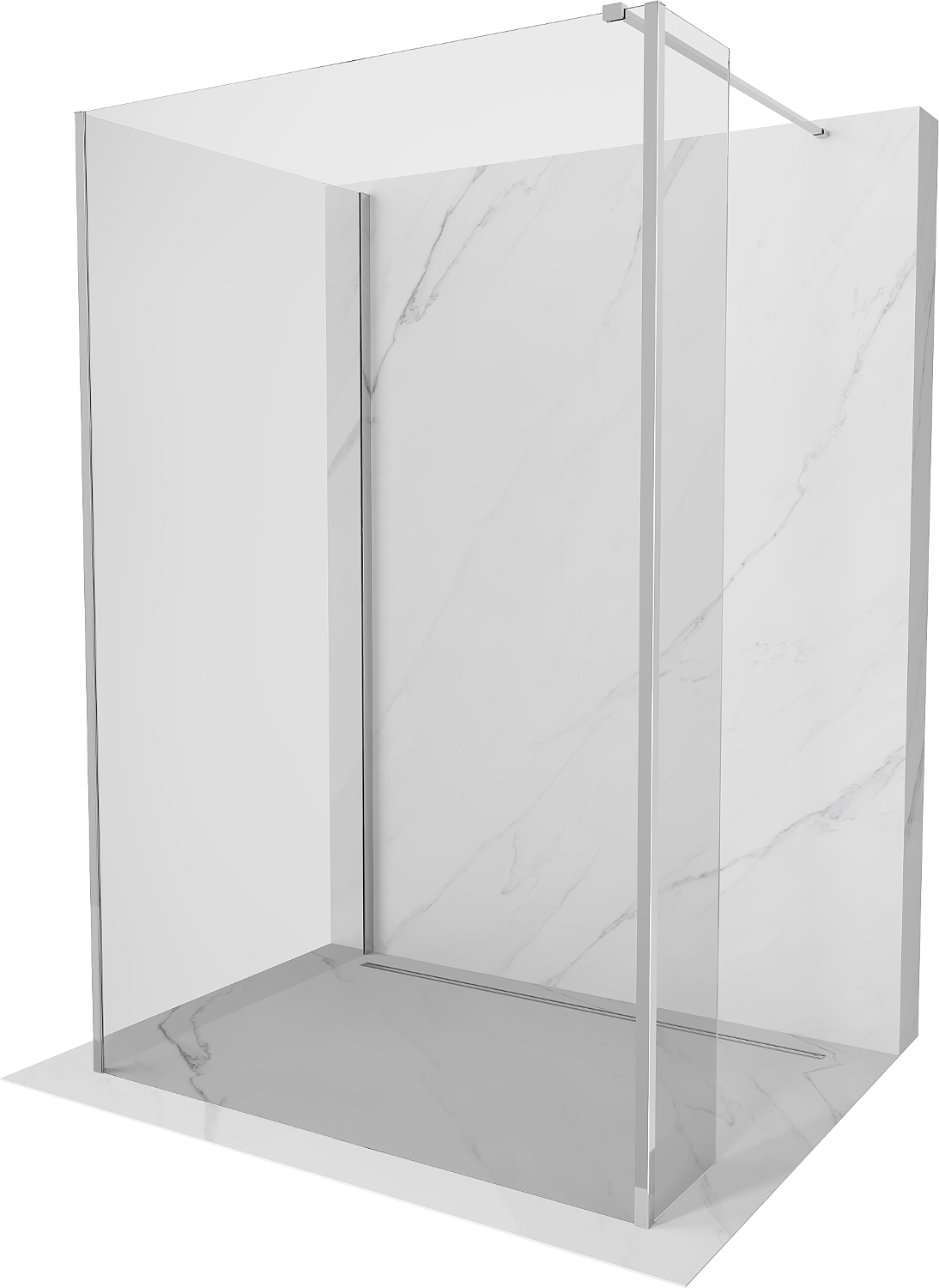 Mexen Kioto Walk-in Shower Wall 140 x 85 x 40 cm, transparent, chrome - 800-140-085-221-01-00-040