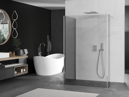 Mexen Kioto Walk-in Shower Wall 90 x 90 x 40 cm, transparent, chrome - 800-090-090-221-01-00-040