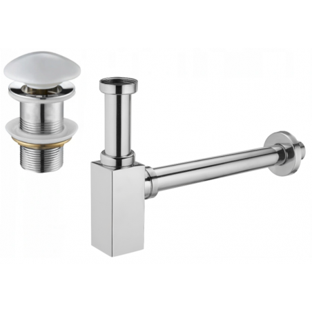 Mexen washbasin siphon with a ceramic click-clack plug, without overflow, Chrome/White - 7991060-02