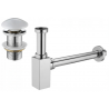 Mexen square half-siphon for washbasin with click-clack ceramic plug, without overflow, chrome/white - 7991060-02