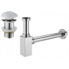 Mexen square washbasin semi-siphon with ceramic click-clack plug, without overflow, chrome/white - 7991060-02