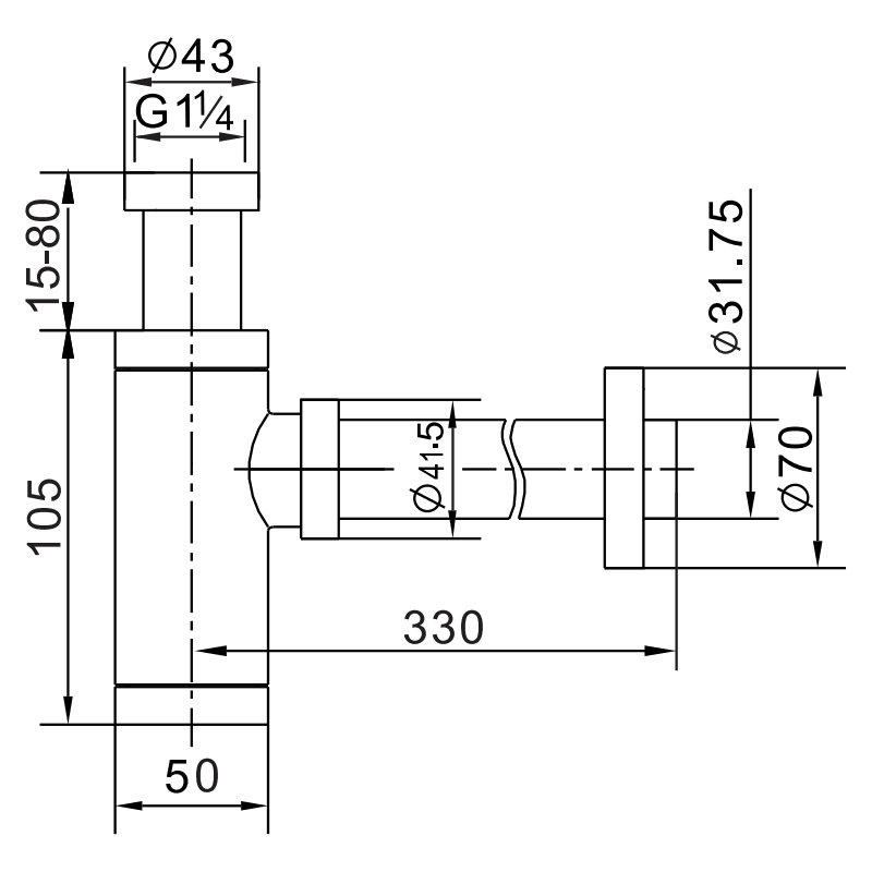 Mexen half-basin square siphon with ceramic click-clack plug, without overflow, black - 7991060-75