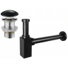Mexen square washbasin semi-siphon with ceramic click-clack plug, without overflow, black - 7991060-75
