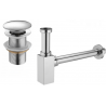 Mexen half-basin square bottle trap with click-clack plug, without overflow, chrome - 7991060-00