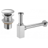 Mexen square washbasin half siphon with click-clack plug, without overflow, chrome - 7991060-00