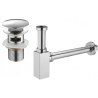 Mexen square washbasin bottle trap with click-clack plug, with overflow, chrome - 7992060-00