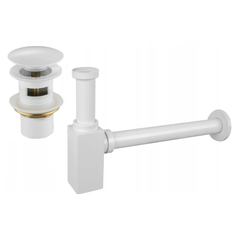 Mexen half-siphon basin square with click-clack plug, with overflow, white - 7992060-20