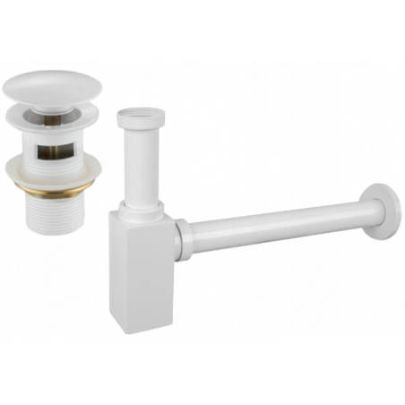 Mexen half-siphon basin square with click-clack plug, with overflow, white - 7992060-20