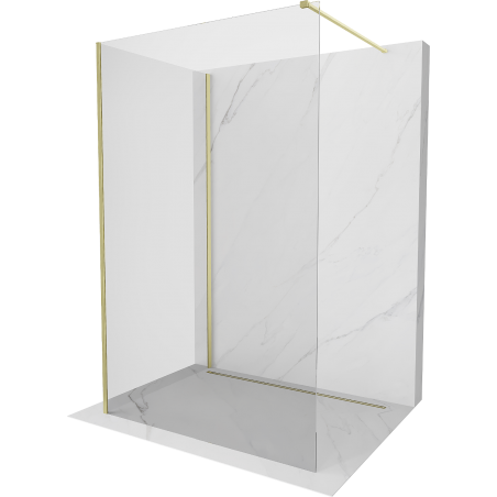 Mexen Kioto Walk-in Shower Wall 135 x 110 cm, transparent, brushed gold - 800-135-212-55-00-110