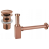 Mexen square washbasin half-siphon with click-clack plug, with overflow, rose gold - 7992060-60