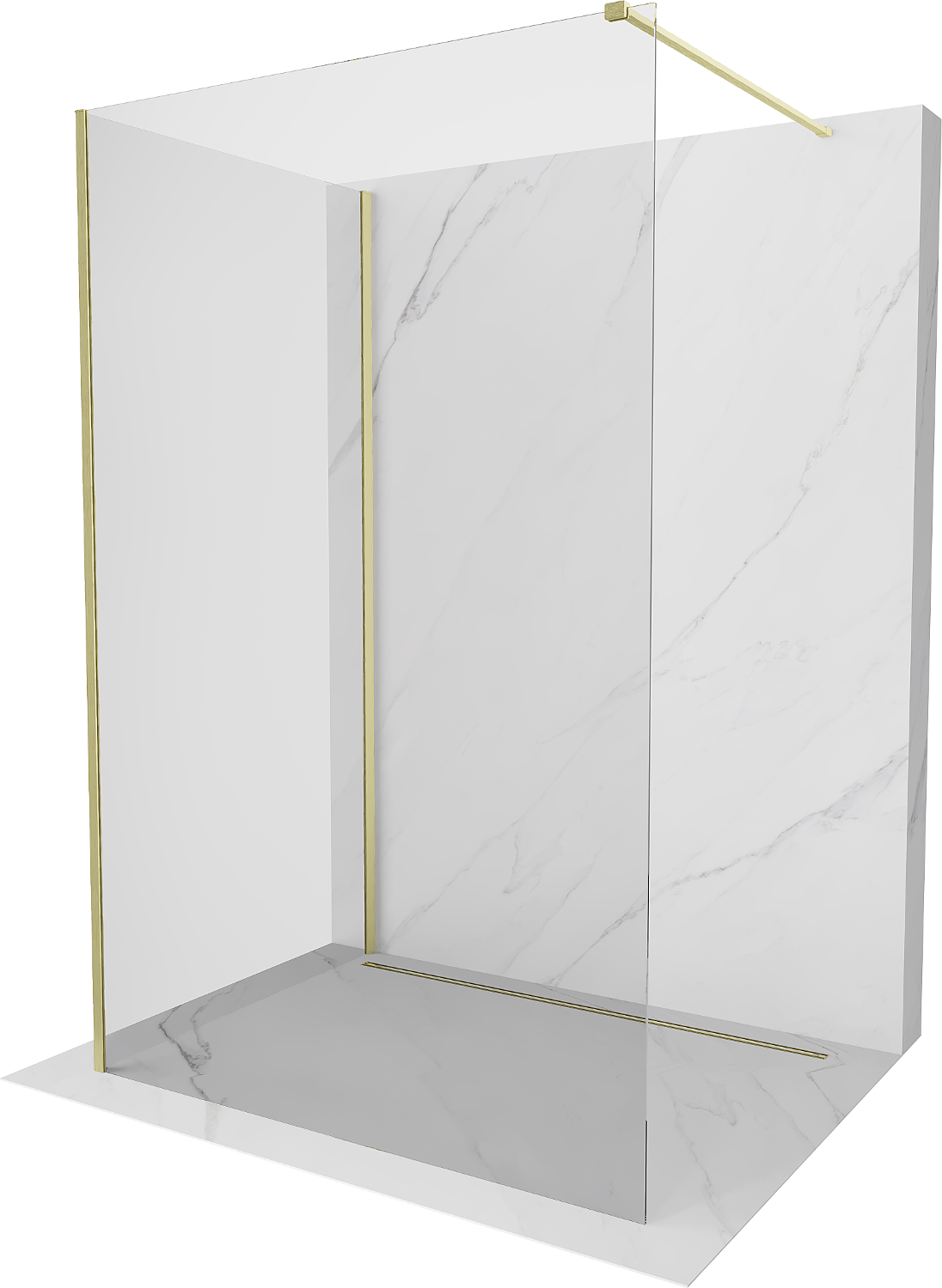 Mexen Kioto Walk-in Shower Wall 130 x 115 cm, transparent, brushed gold - 800-130-212-55-00-115