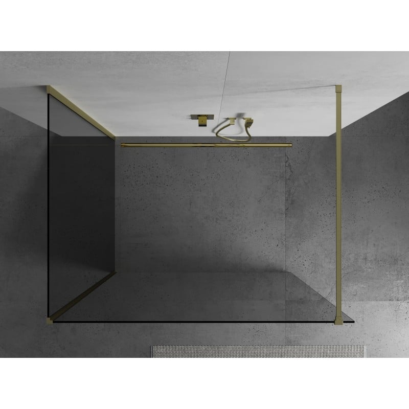 Mexen Kioto Shower Wall Walk-in 120 x 120 cm, Transparent, Brushed Gold - 800-120-212-55-00-120