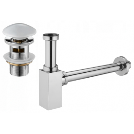 Mexen washbasin siphon with a ceramic click-clack plug and overflow, Chrome/White - 7992060-02