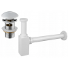Mexen square washbasin semi-siphon with ceramic click-clack plug, with overflow, white - 7992060-25