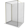 Mexen Kioto Walk-in shower wall 90 x 80 cm, black frame, brushed gold - 800-090-212-55-70-080