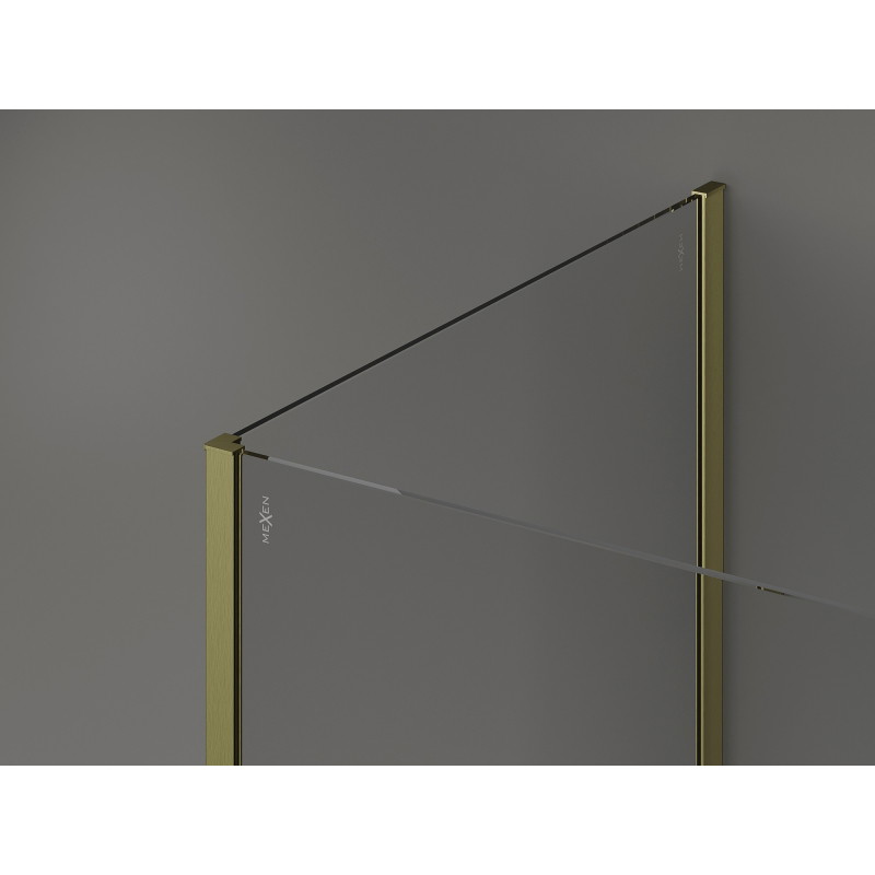 Mexen Kioto Walk-in shower wall 90 x 80 cm, black frame, brushed gold - 800-090-212-55-70-080