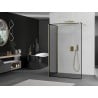 Mexen Kioto Walk-in Shower Panel 100 x 90 cm, Black Frame, Brushed Gold - 800-100-212-55-70-090