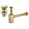 Mexen square washbasin semi-siphon with click-clack plug, with overflow, gold - 7992060-50