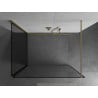 Mexen Kioto Walk-in Shower Wall 110 x 100 cm, Black Frame, Brushed Gold - 800-110-212-55-70-100