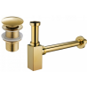 Mexen square washbasin semi-siphon with click-clack plug, without overflow, gold - 7991060-50