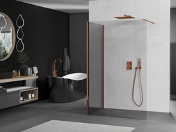Mexen Kioto Walk-in Shower Wall 100 x 70 cm, Transparent, Rose Gold - 800-100-212-60-00-070
