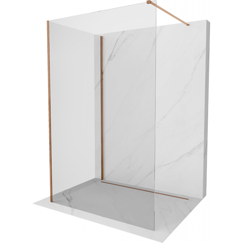 Mexen Kioto Walk-in Shower Screen 135 x 70 cm, Transparent, Rose Gold - 800-135-212-60-00-070
